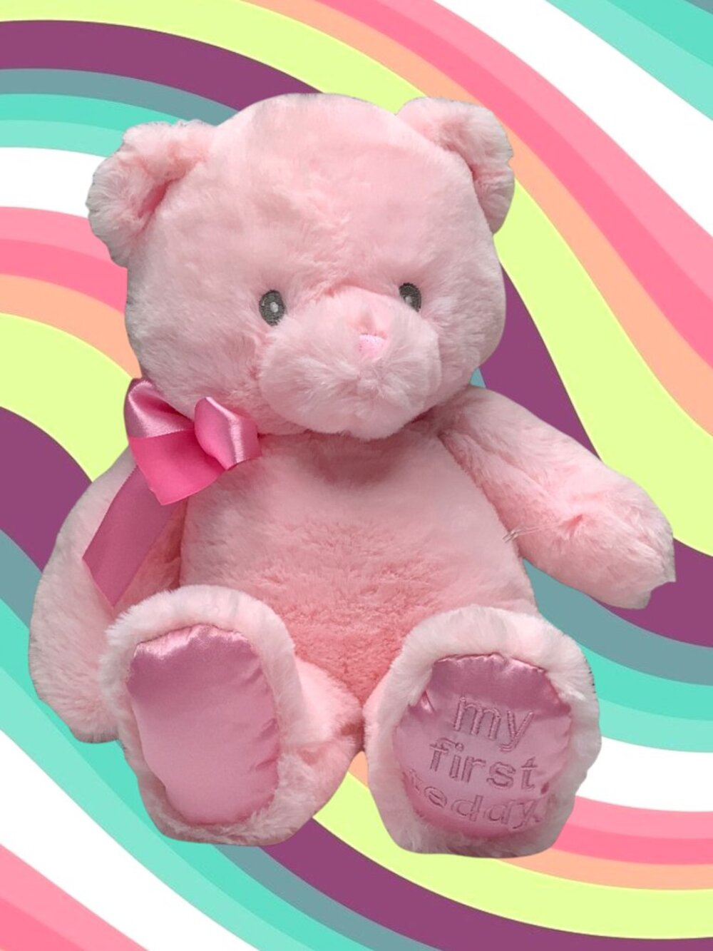 NEW My First Teddy Bear Stuffed Animal Plush Toy Baby Infant Pink Satin Linzy